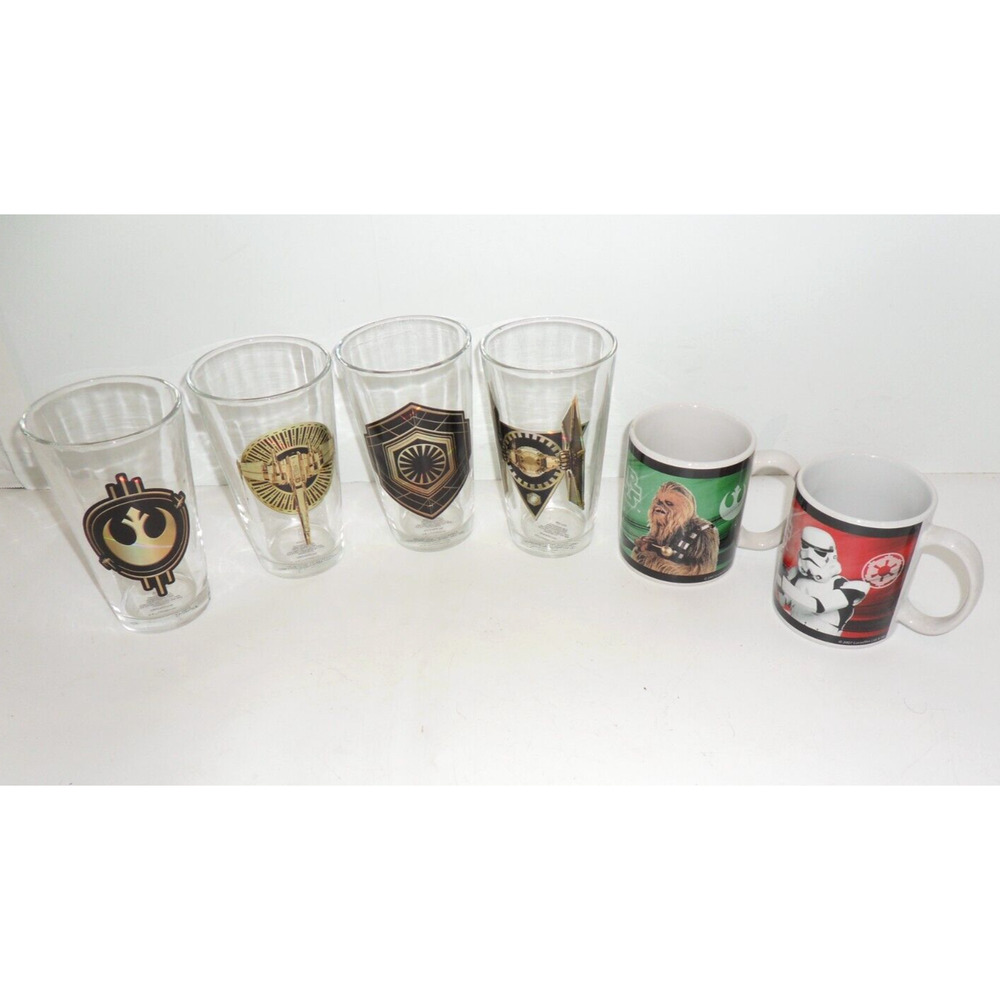 Star Wars Holographic Beer Glass Pint 16 oz Set Of 4 & set of 2 MUGS